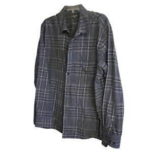 Eddie Bauer 2XL Mens Long Sleeve Cotton Flannel Shirt Gray Plaid